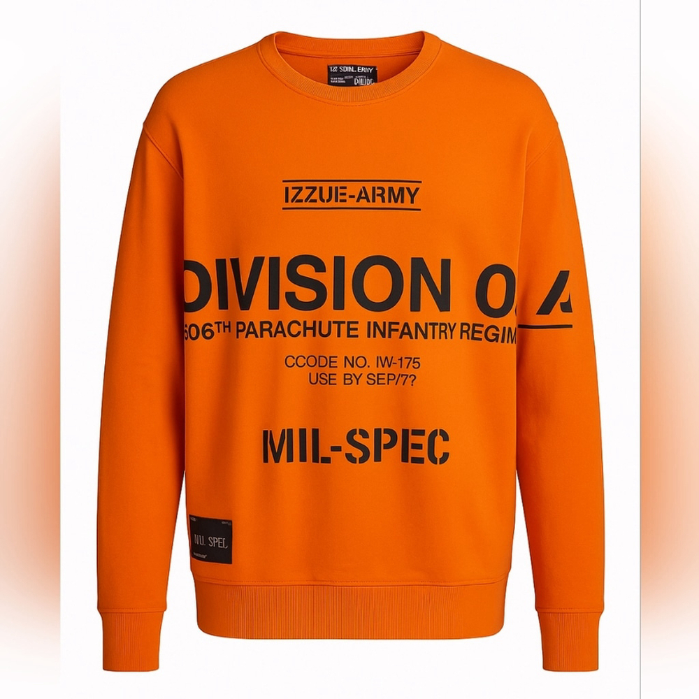 Izzue-Army Orange Graphic Crewneck Sweatshirt Men’s XL